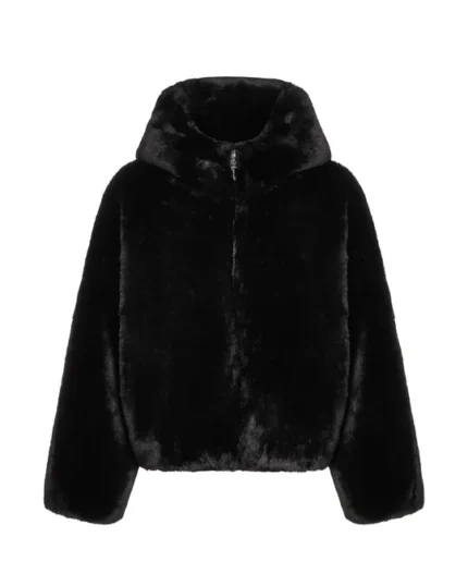 WOMEN’S IRONGATE T OVERSIZED FUR COAT – BLACK